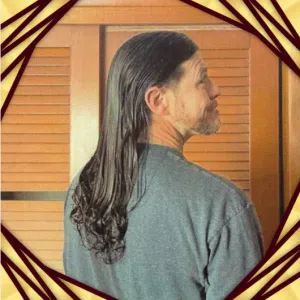 Photos of Man with long brown hair. This is a hair donation for Wigs For Kids.