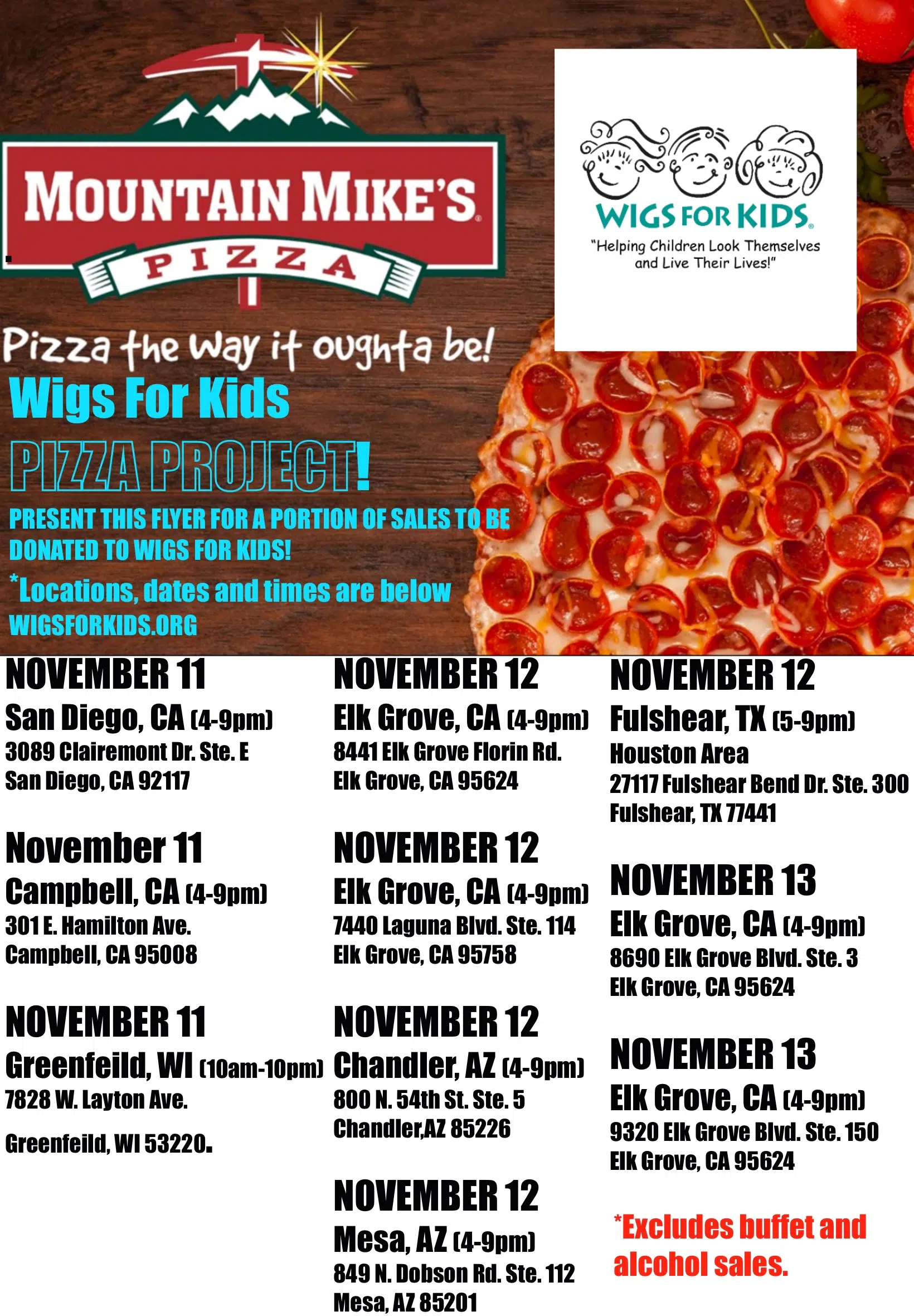 Wednesday November 12 Mountain Mike's Pizza Chandler AZ