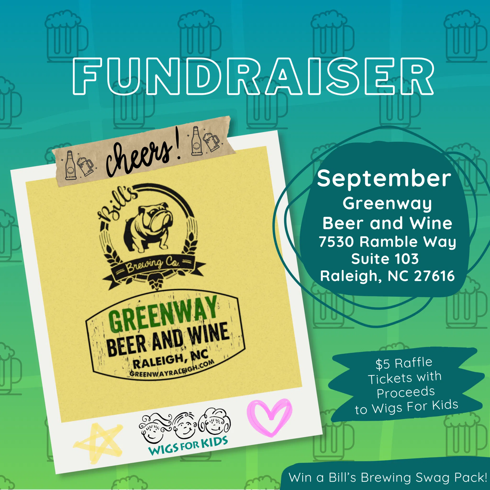 September 1 - 30, Bill's Brewing Company Raffle at Greenway Beer