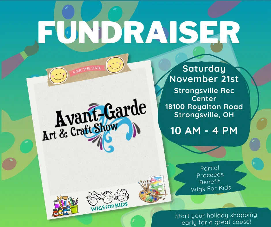 A poster advertising a Fundraiser called the Avant-garde Art & Craft Show. The poster reads: 